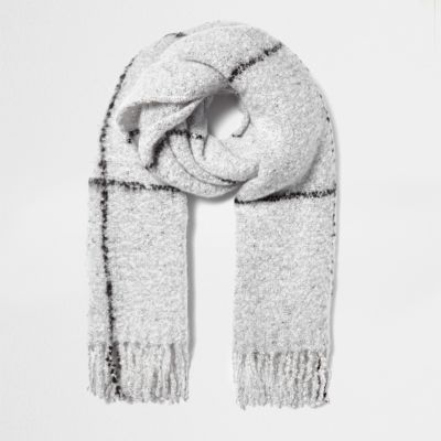 Grey tartan blanket scarf